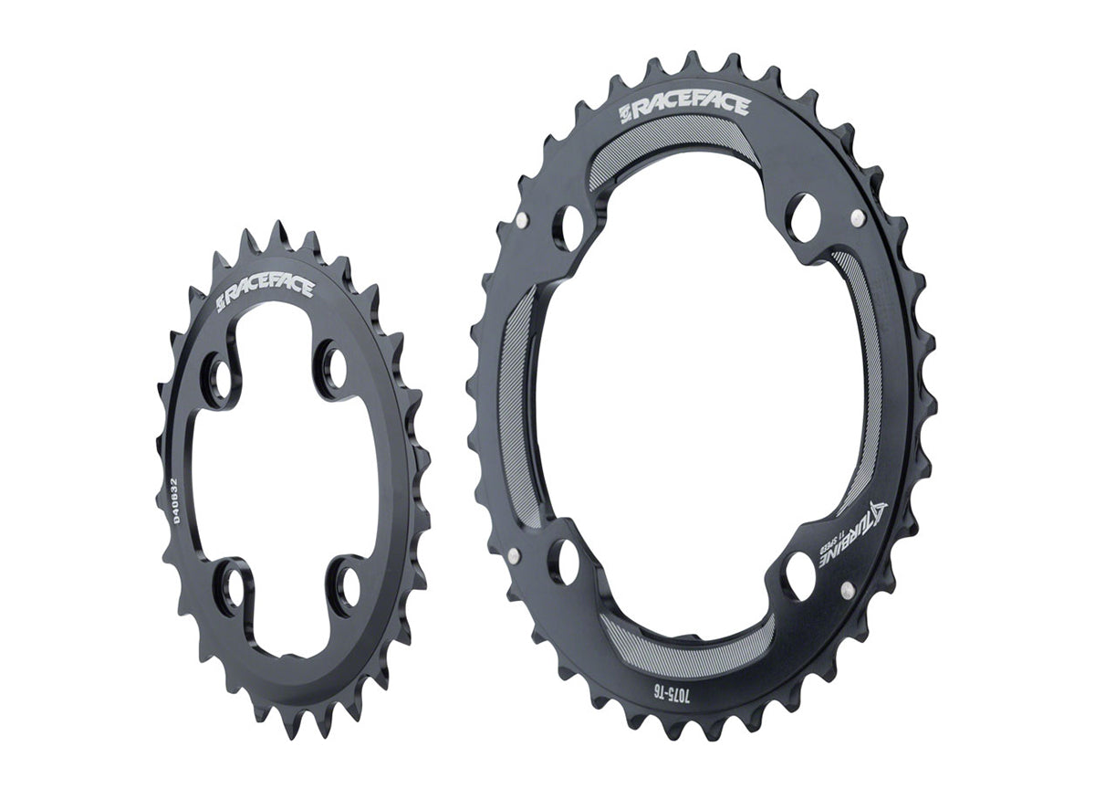 Race Face Turbine 11 Spd Chainring Set - Black-Silver Black - Silver 38-28t - 64/104mm BCD