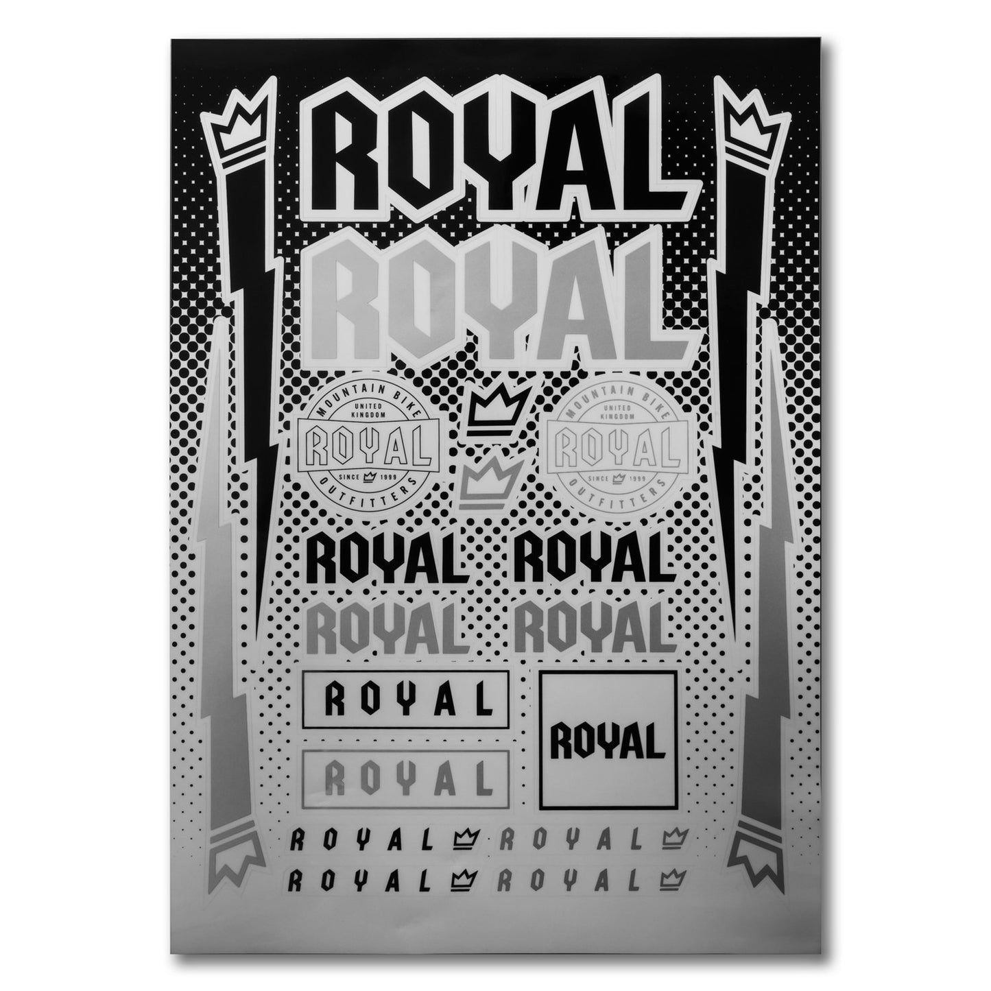 Royal Racing A4 Laminated Sticker Sheet Black - White Each