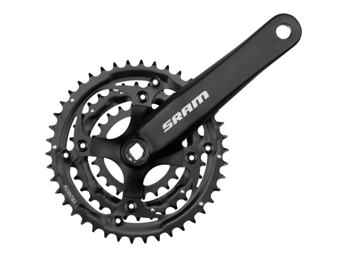 SRAM S-600 8 Speed Triple Square Taper MTB Crankset - Black Black 175mm - 43-35-22t