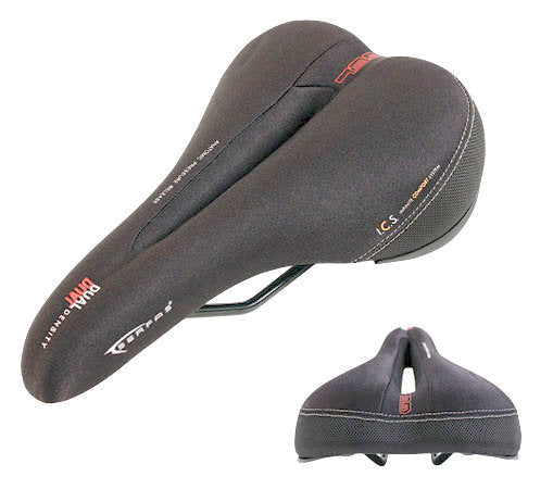 Serfas Dual Density Saddle with Cutout - Black-Red Black - Red