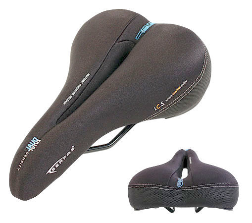 Serfas Dual Density Saddle with Cutout - Womens - Black-Blue Black - Blue