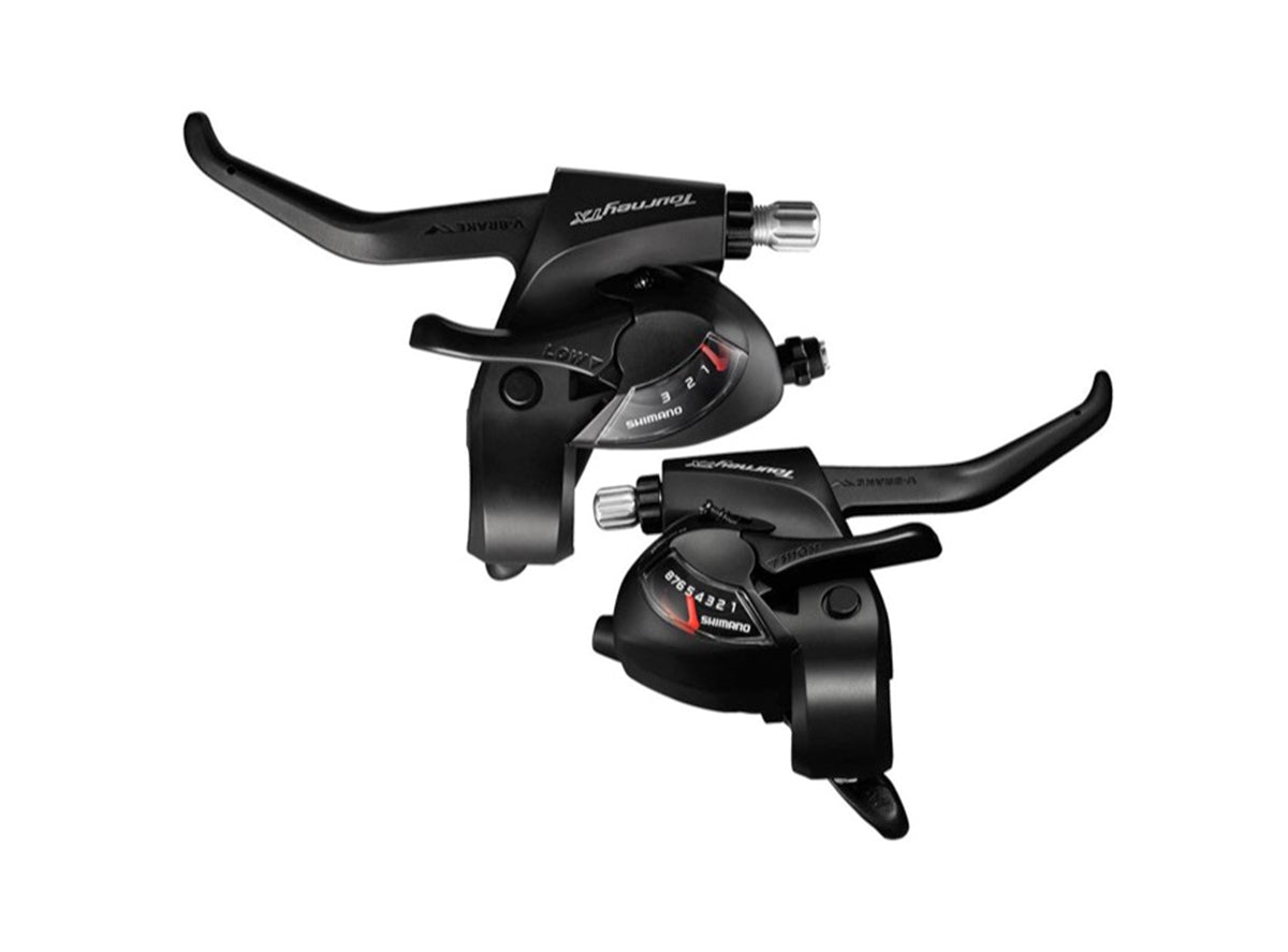 Shimano Tourney TX800 8 Spd STI Shift and Brake Lever Set Black Pair - V-Brake
