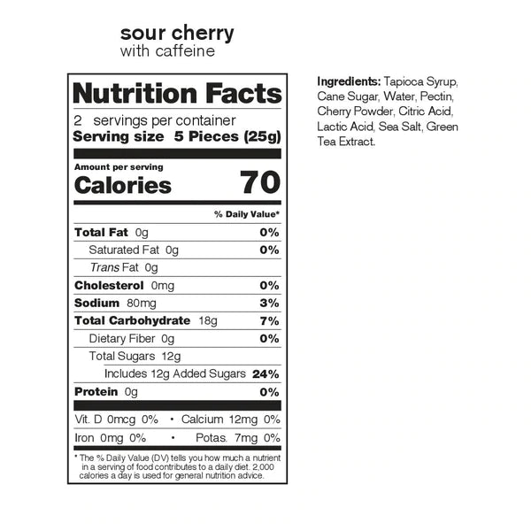 Skratch Labs Sport Energy Chews - Caffeinated Sour Cherry
