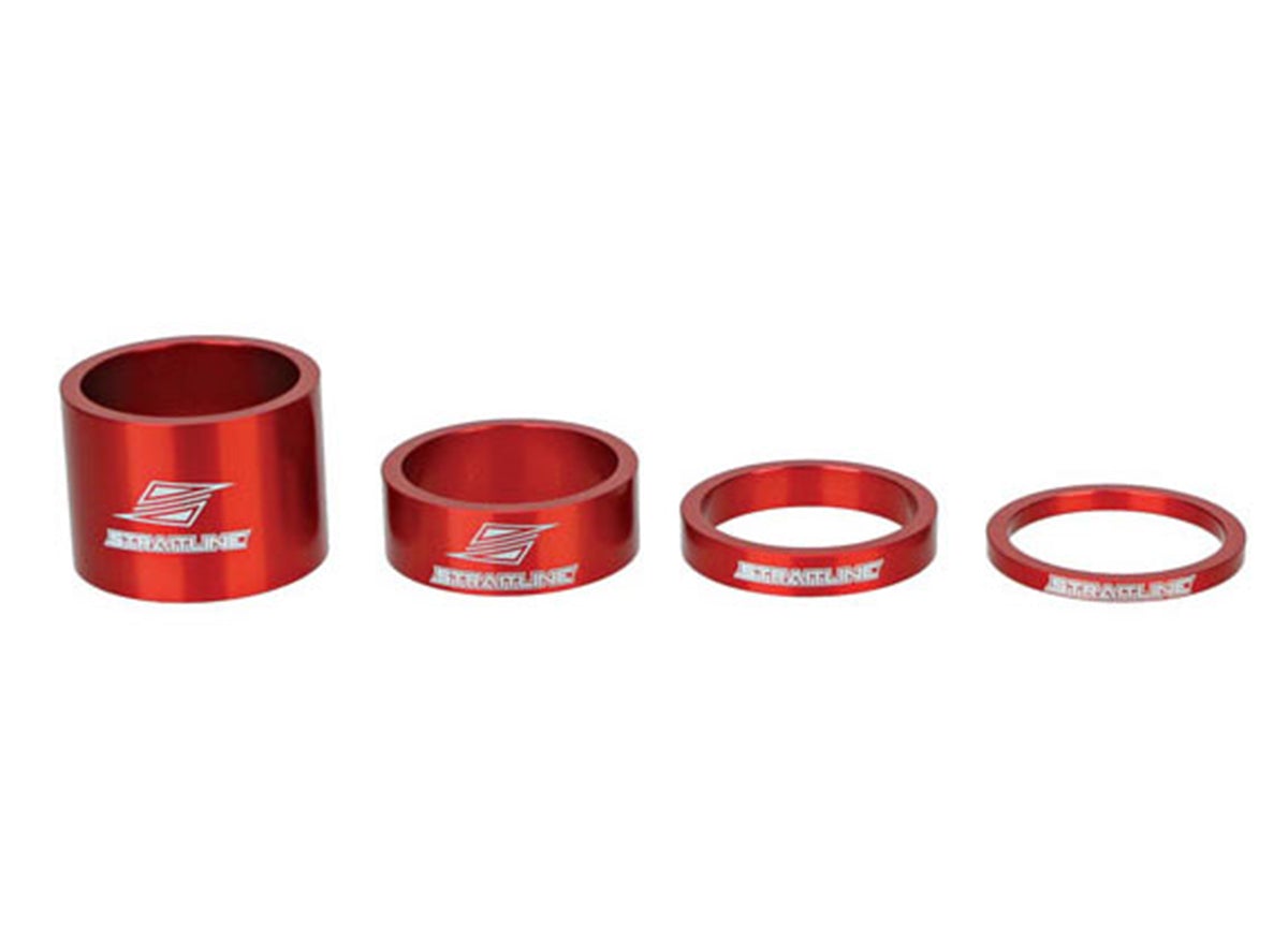 Straitline Alloy Headset Spacer Kit - 4 Piece - 1.1/8" - Red Red 1.1/8"
