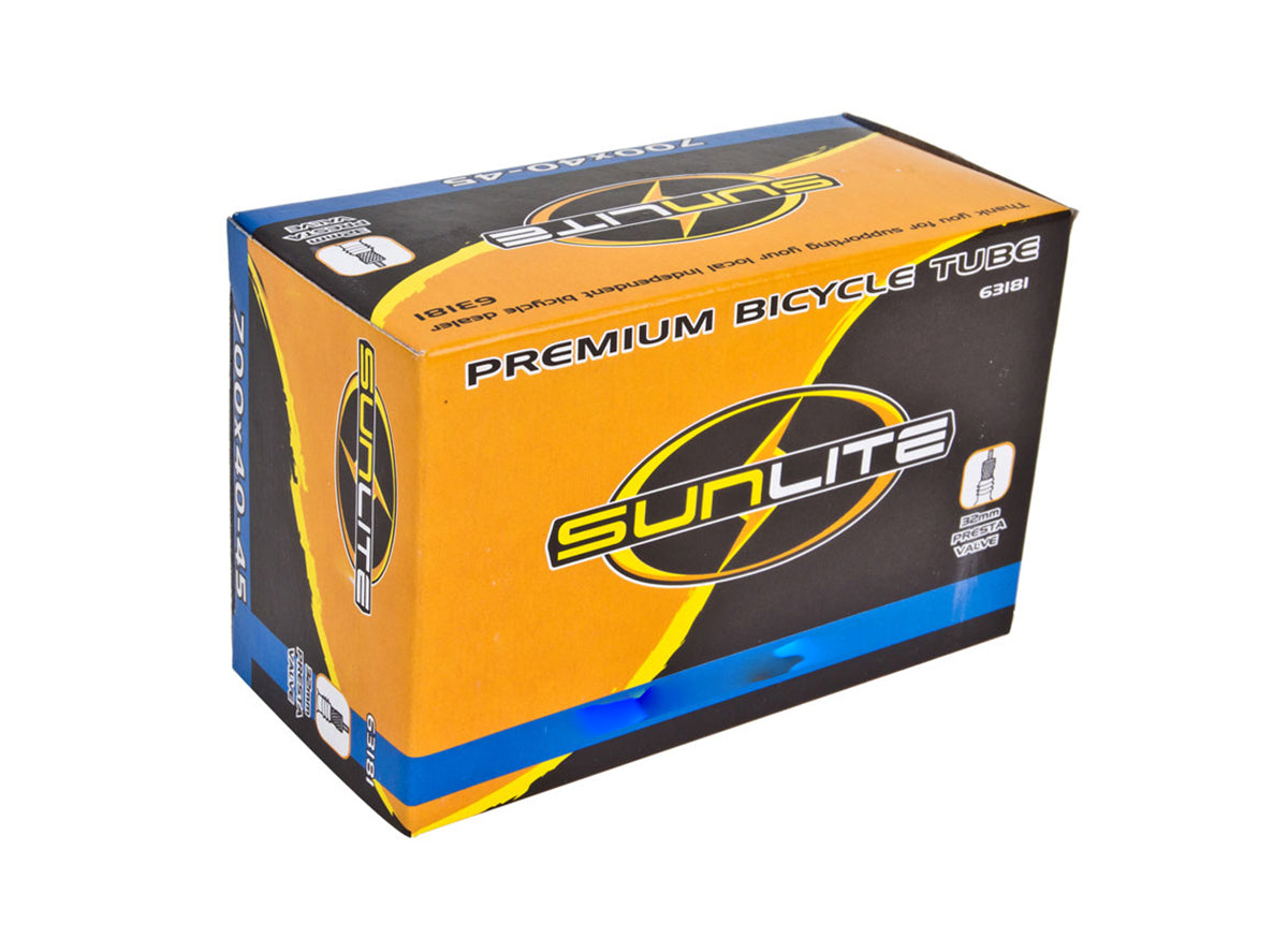 Sunlite Road Tube 700c Black 40 - 45c 32mm Valve - Presta