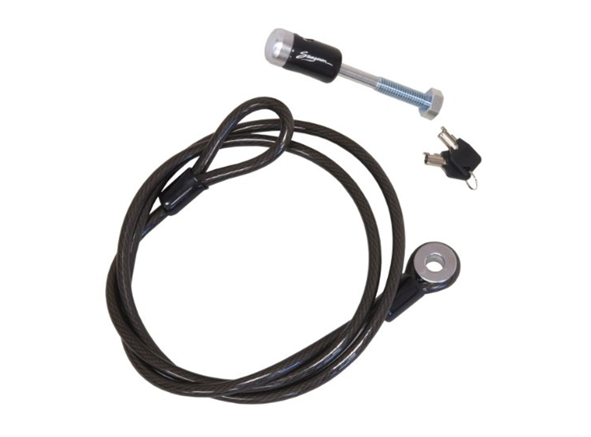 Swagman Locking Threaded Hitch Pin & Cable Black 1/2" Pin - 6.5ft Cable