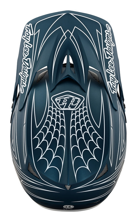 Troy Lee Designs D3 Fiberlite Full Face Helmet - Spider Stripe - Blue