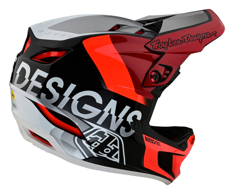 Troy Lee Designs D4 Composite Full Face Helmet - MIPS - Qualifier - Silver-Red - 2023