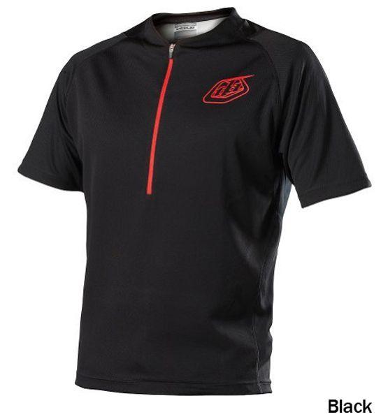 Troy Lee Designs Ace Zip Short Sleeve MTB Jersey - Zipped - Black Black Small