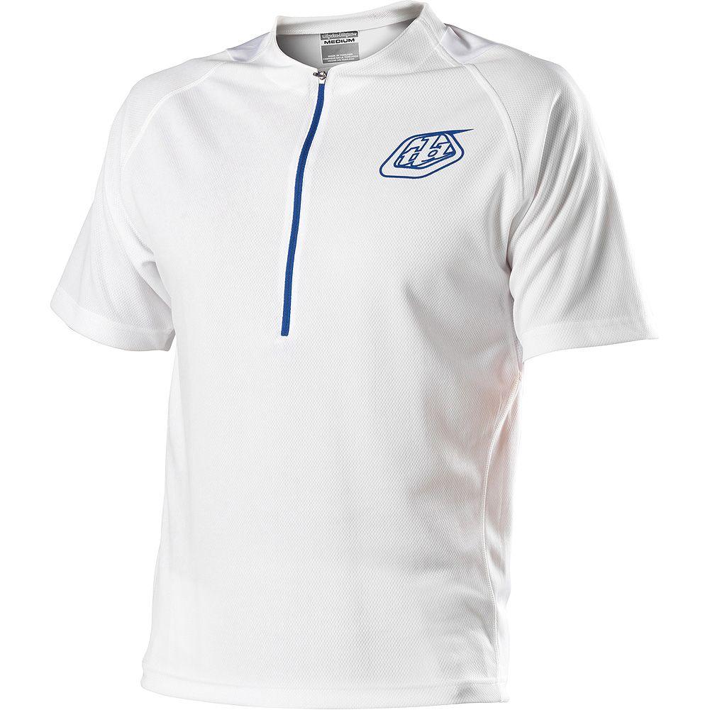 Troy Lee Designs Ace Zip Short Sleeve MTB Jersey - Zipped - White-Blue White - Blue Small