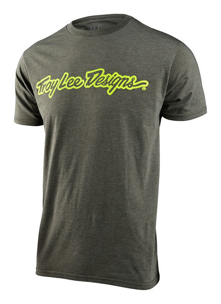 Troy Lee Designs Signature Short Sleeve Tee - Olive Heather Olive Heather Small
