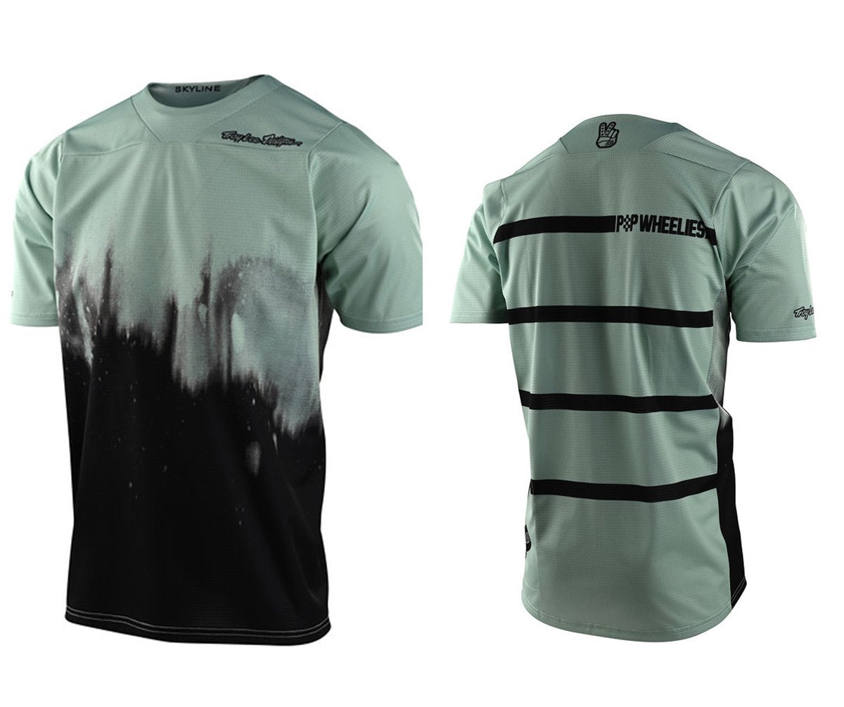 Troy Lee Designs Skyline Short Sleeve MTB Jersey - Youth - Smoke Green-Black - 2021 Smoke Green - Black X-Small