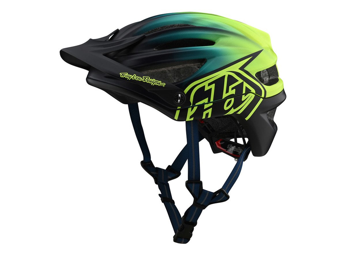Troy Lee Designs A2 MIPS MTB Helmet - STAIN'D - Navy-Yellow - 2020 Navy - Yellow Small