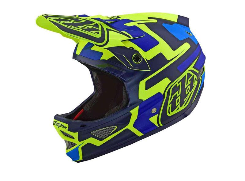 Troy Lee Designs D3 Fiberlite Full Face Helmet - Speedcode - Yellow-Blue Yellow - Blue Large