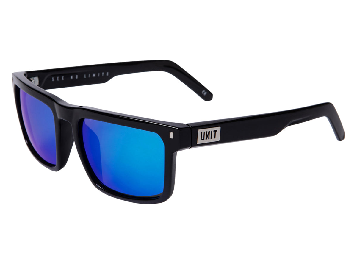 Unit Primer Polarised Sunglasses - Black-Blue Mirror Black - Blue Mirror Lens