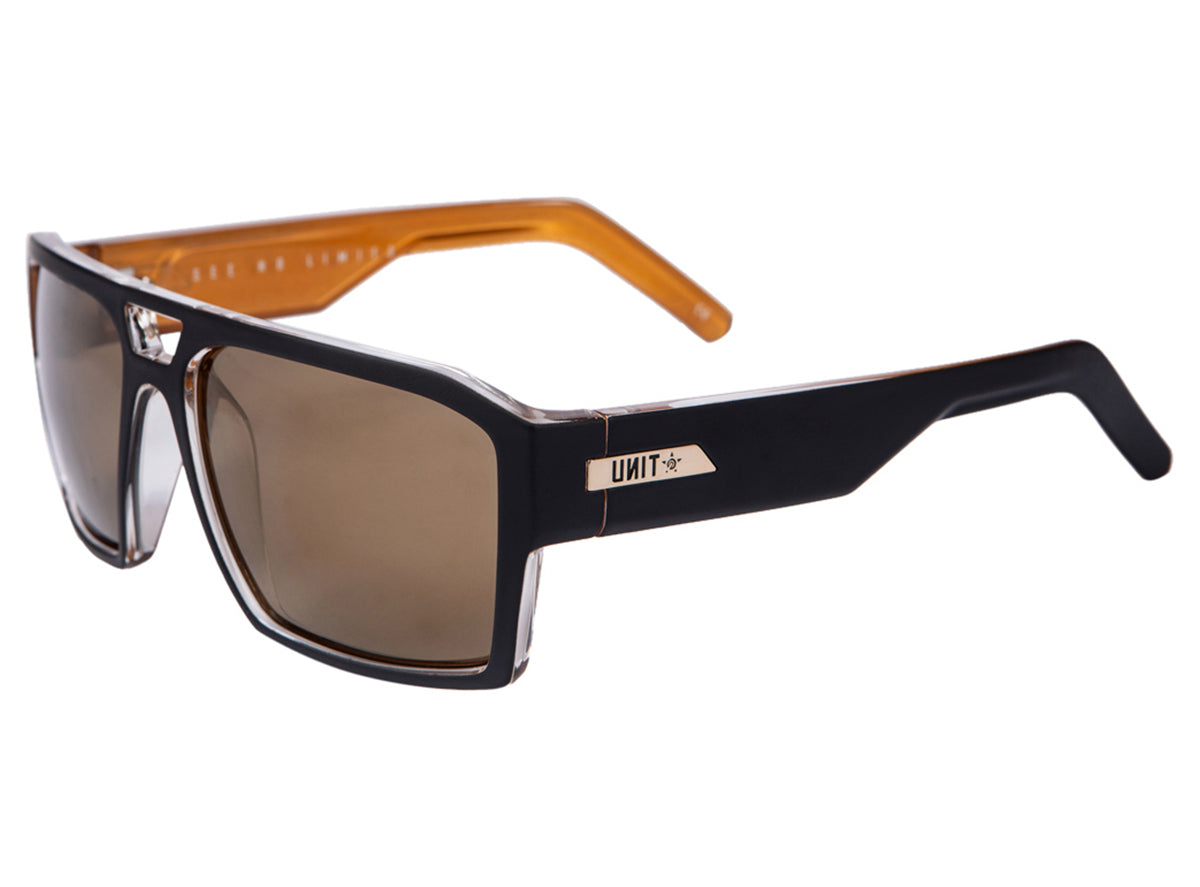 Unit Vault Polarised Sunglasses - Matt Black-Brown Matt Black - Gold - Brown Lens