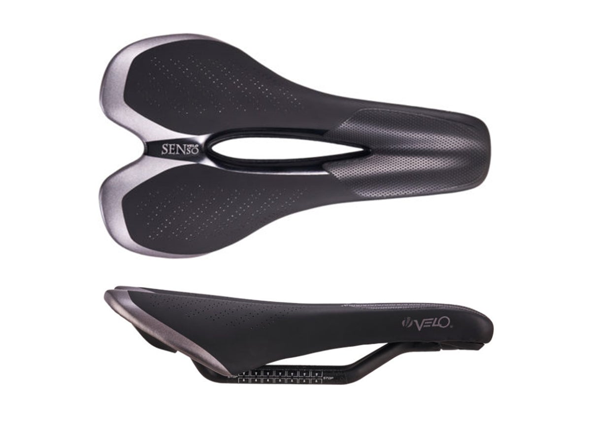 Velo Senso Tri Saddle - 145mm - Black-Silver Black - Silver Carbon Rail
