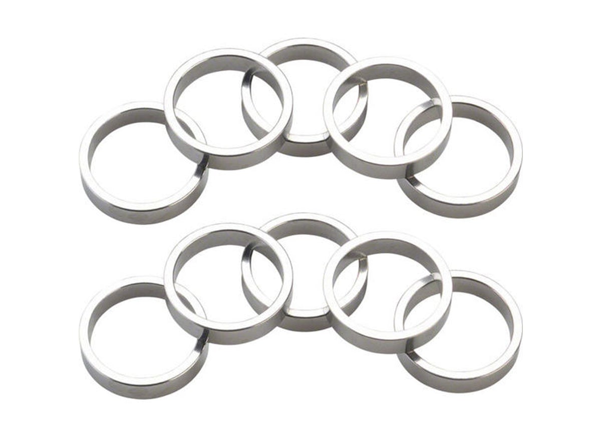 Wheels Manufacturing Aluminum Headset Spacer - 1.1/8" x 5mm - Bag Of 10 - Silver Silver 1.1/8"