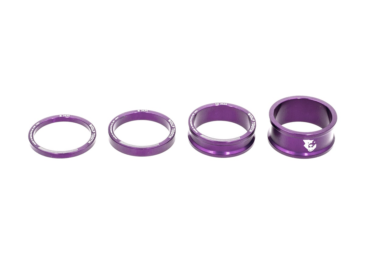 Wolf Tooth Components Precision Headset Spacer Kit - Purple Purple 1.1/8"
