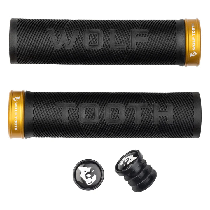 Wolf Tooth Echo Lock-On MTB Grips – Black-Gold Black - Gold