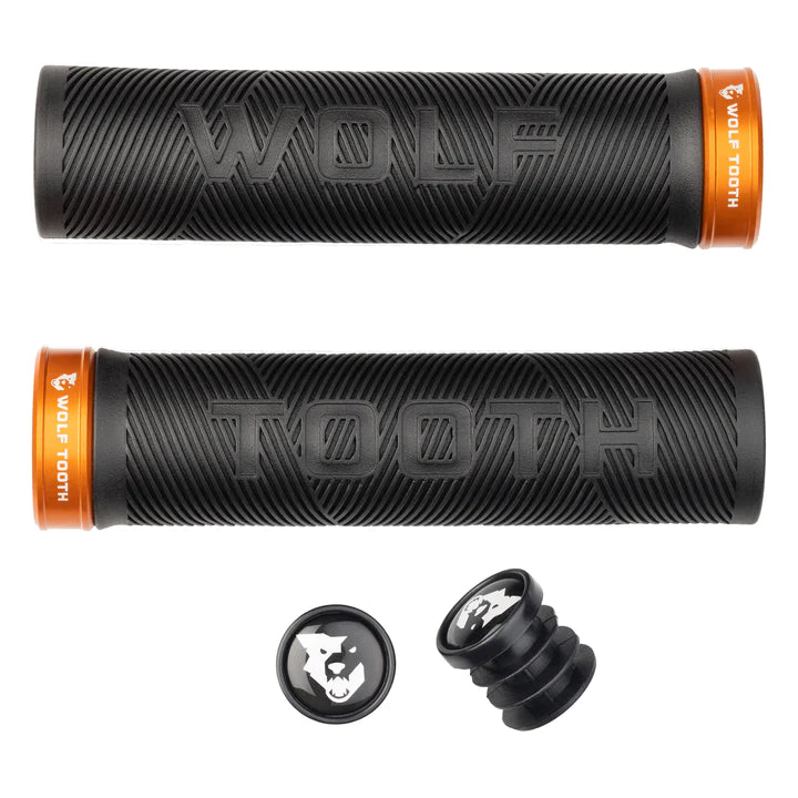 Wolf Tooth Echo Lock On MTB Grips Black Orange Cambria Bike