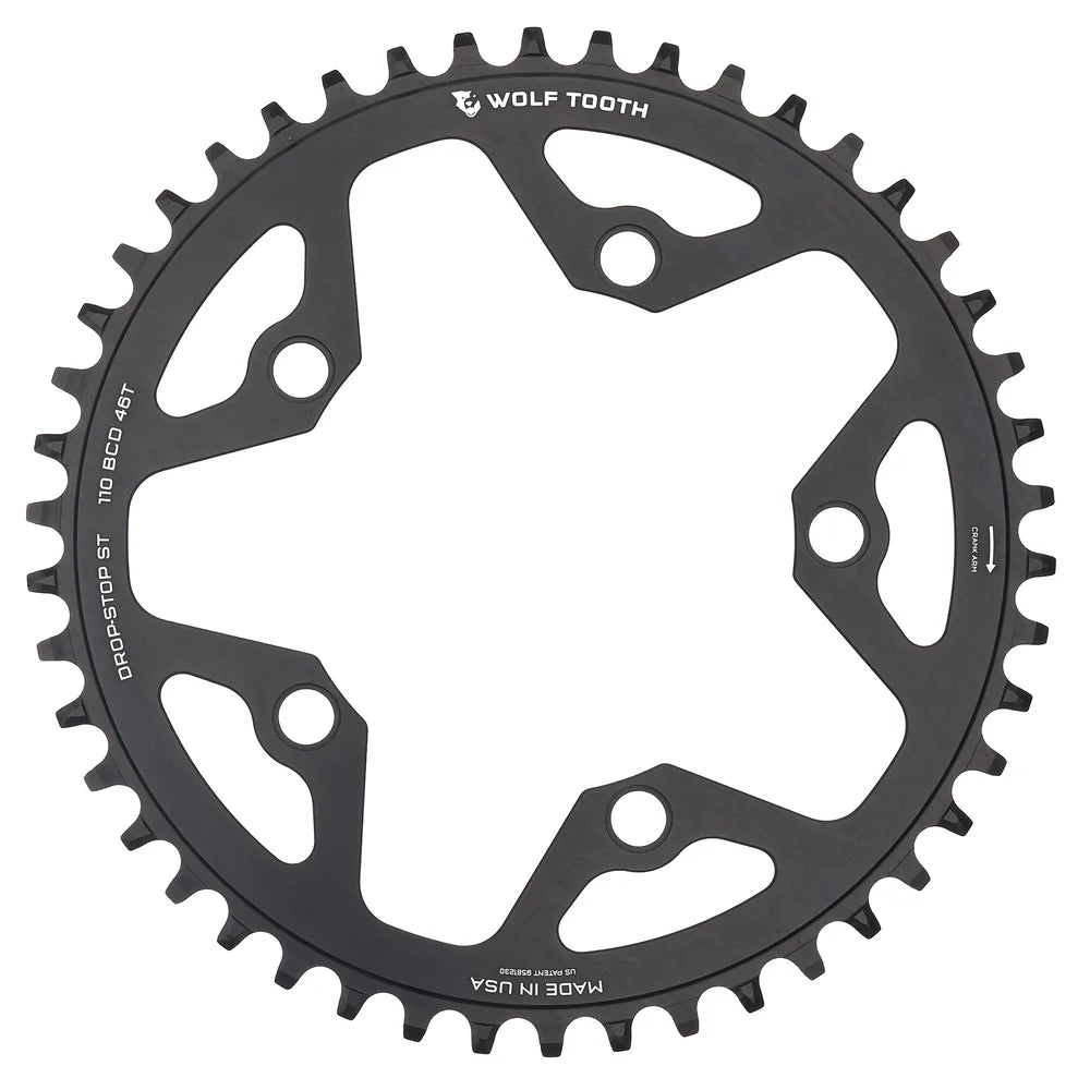 Wolf Tooth Components Drop-STop ST 110 BCD Gravel/CX/Road Chainring - Black