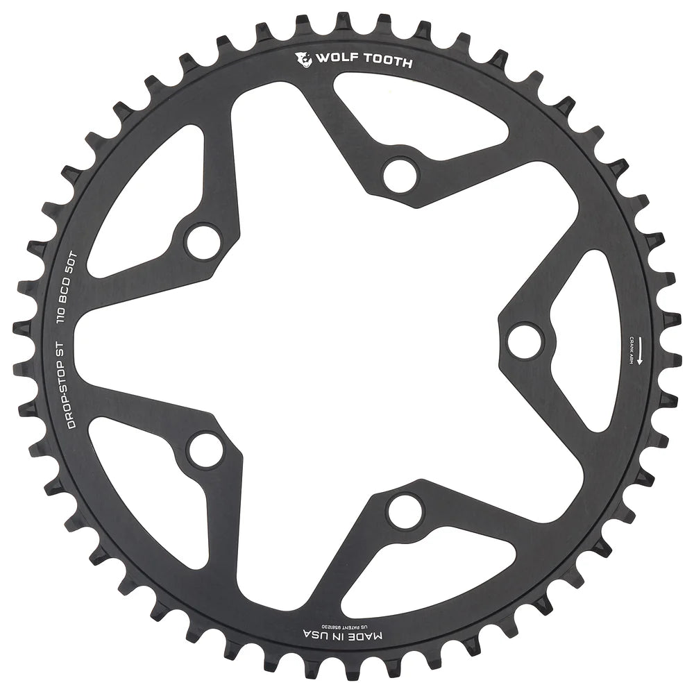 Wolf Tooth Components Drop-STop ST 110 BCD Gravel/CX/Road Chainring - Black