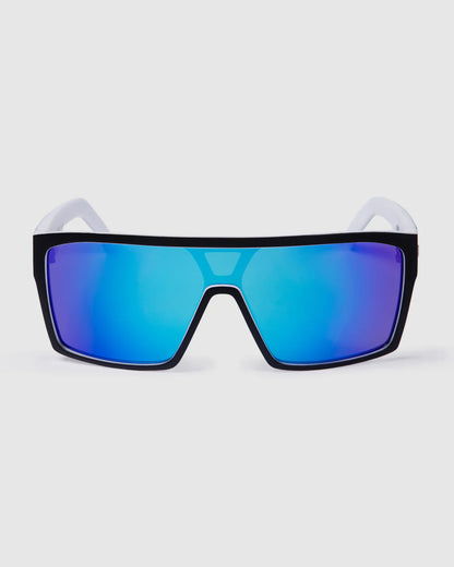 Unit Command Polarised Sunglasses - Black-White-Blue Mirror