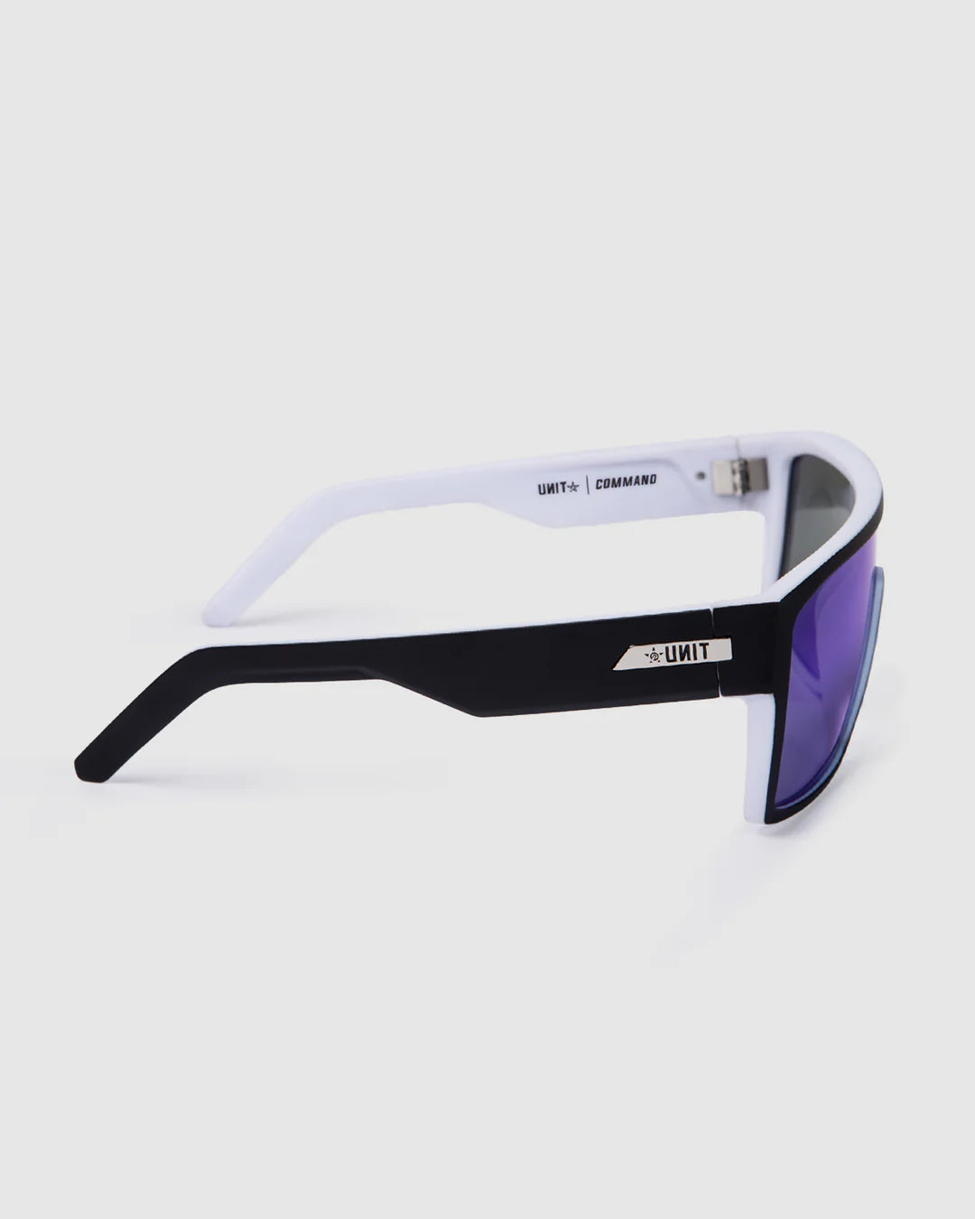 Unit Command Polarised Sunglasses - Black-White-Blue Mirror