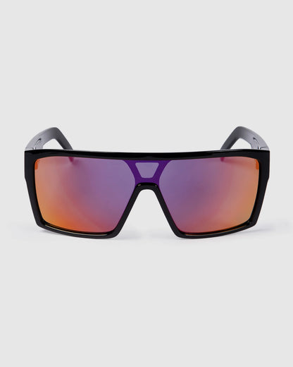 Unit Command Polarised Sunglasses - Black-Purple Orange Mirror