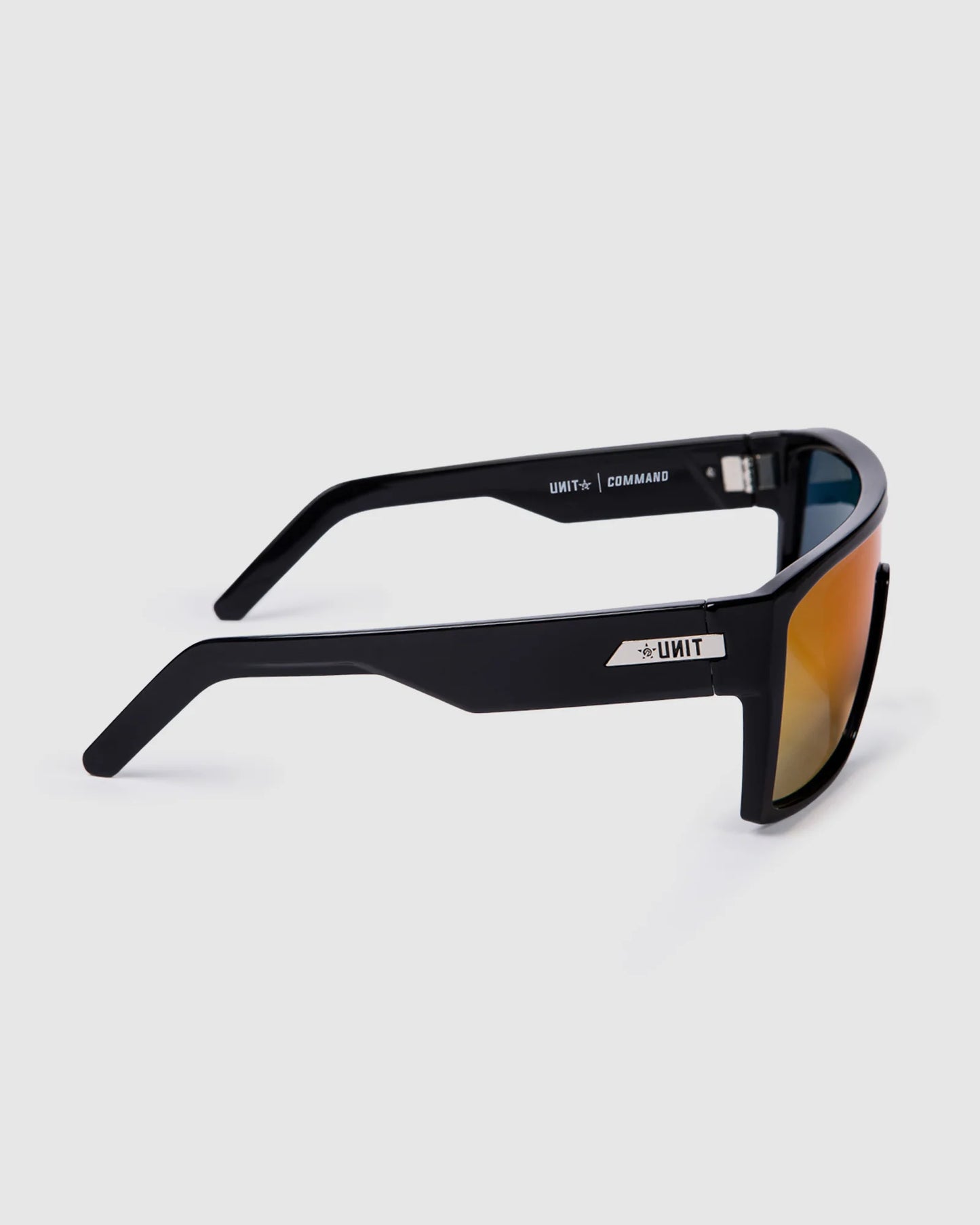 Unit Command Polarised Sunglasses - Black-Purple Orange Mirror