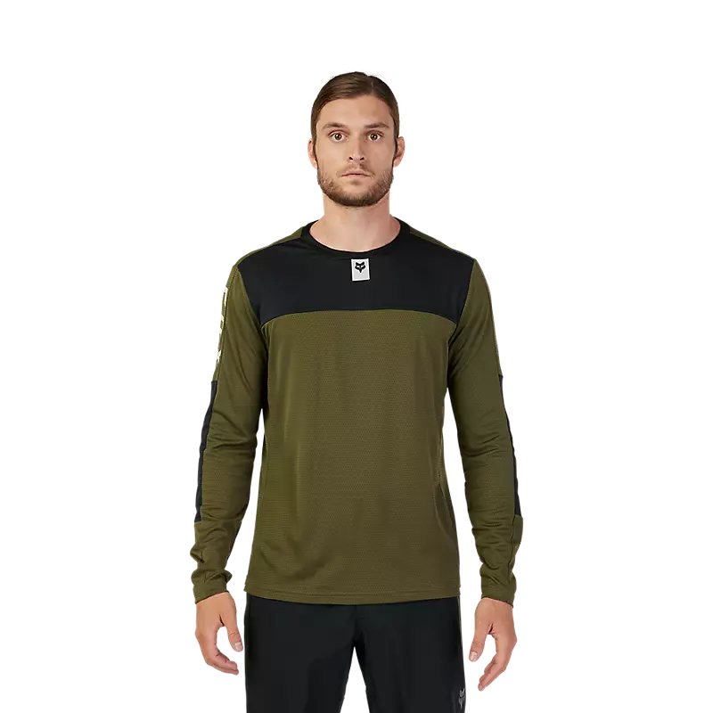 Fox Racing Defend Long Sleeve MTB Jersey - Foxhead - Olive Green