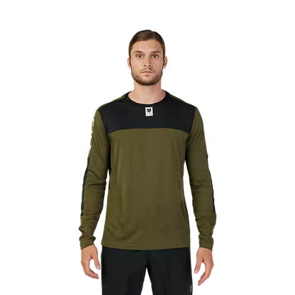 Fox Racing Defend Long Sleeve MTB Jersey - Foxhead - Olive Green