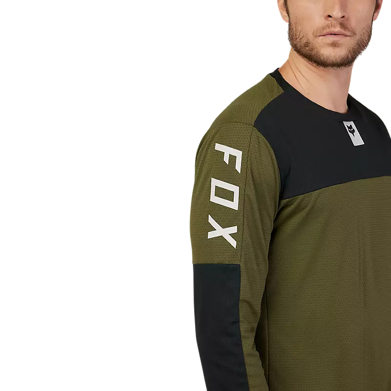 Fox Racing Defend Long Sleeve MTB Jersey - Foxhead - Olive Green