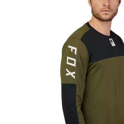 Fox Racing Defend Long Sleeve MTB Jersey - Foxhead - Olive Green