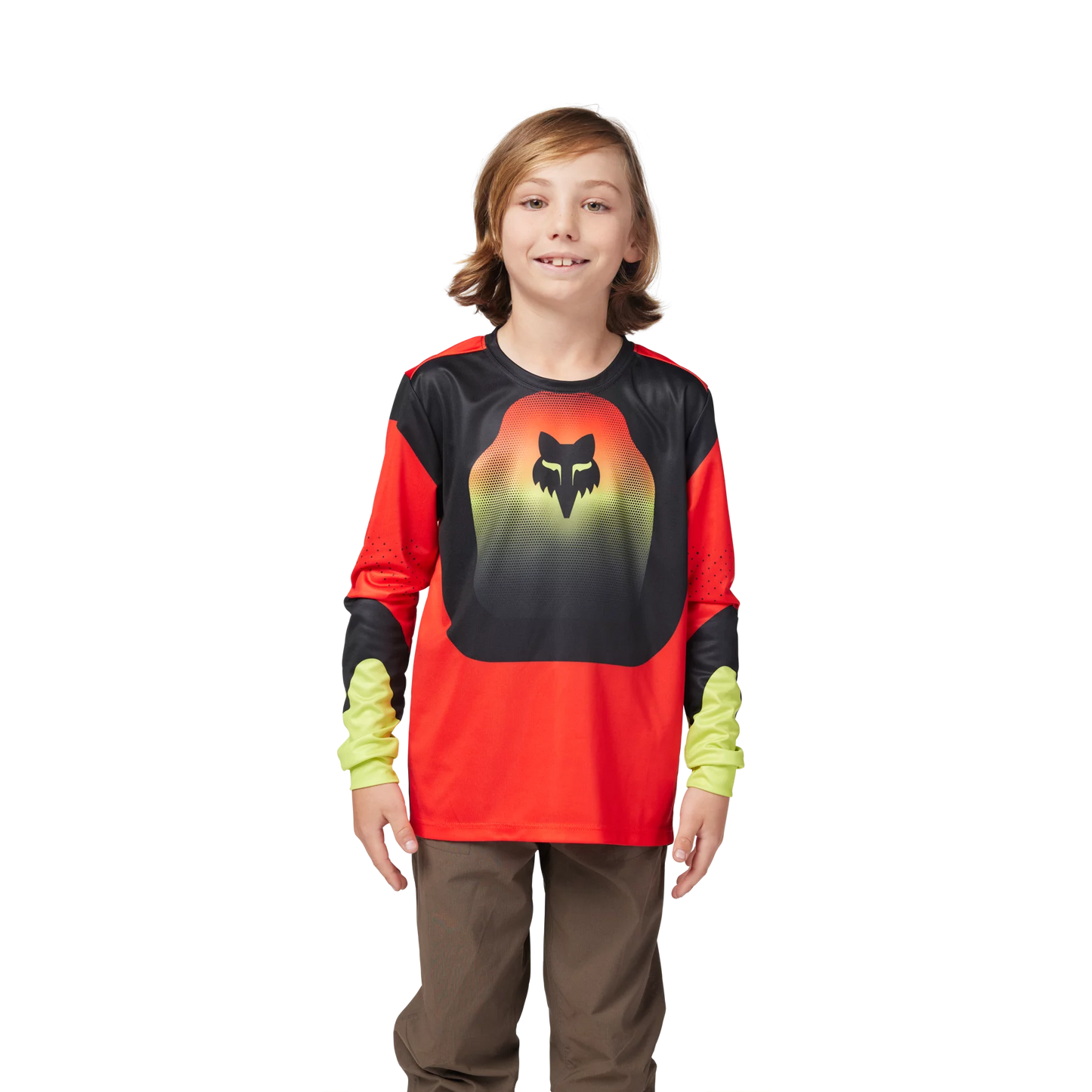 Fox Racing Ranger Long Sleeve MTB Jersey - Revise - Youth - Red-Yellow