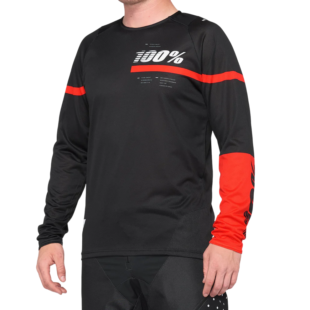 100% R-Core Long Sleeve MTB Jersey - Black-Red