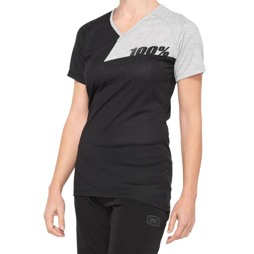 100% Airmatic Short Sleeve MTB Jersey - Womens - Black-Grey
