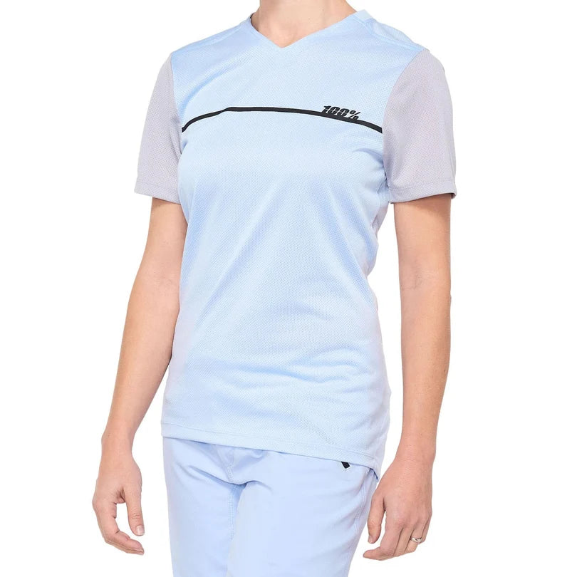 100% Ridecamp Short Sleeve MTB Jersey - Womens - Blue-Gray