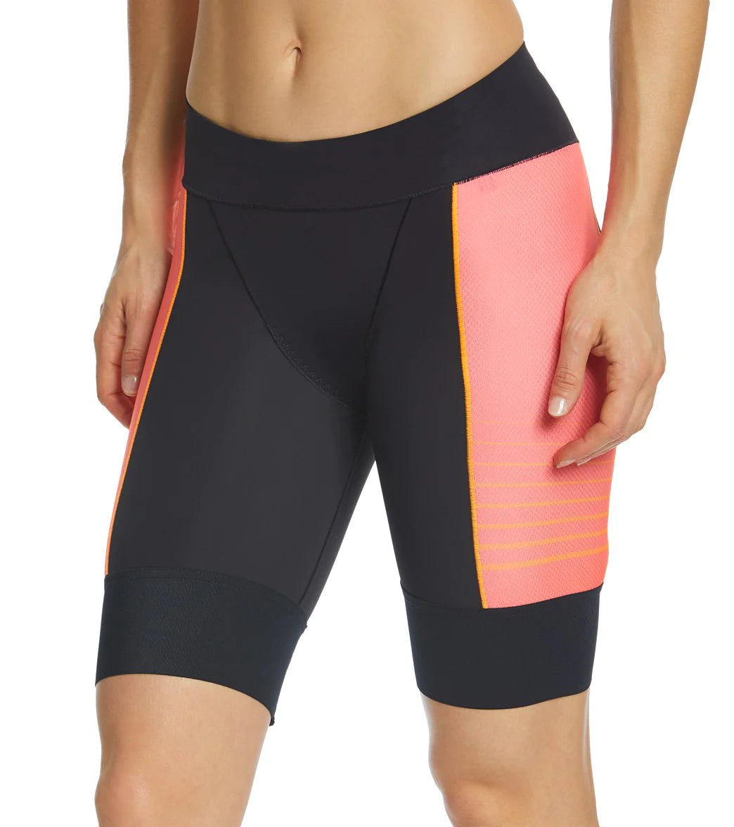 Pearl Izumi Elite Pursuit Tri Short - Womens - Black-Orange Pop Diffuse