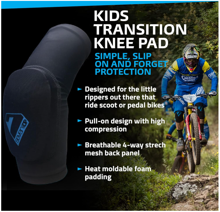 7 iDP Transition Knee Pads - Kids - Black