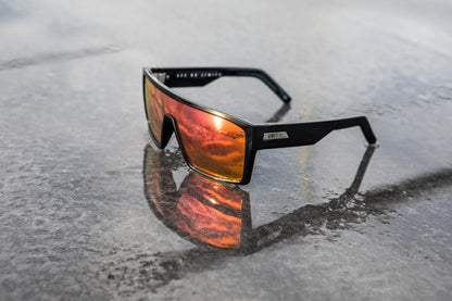 Unit Command Polarised Sunglasses - Black-Purple Orange Mirror