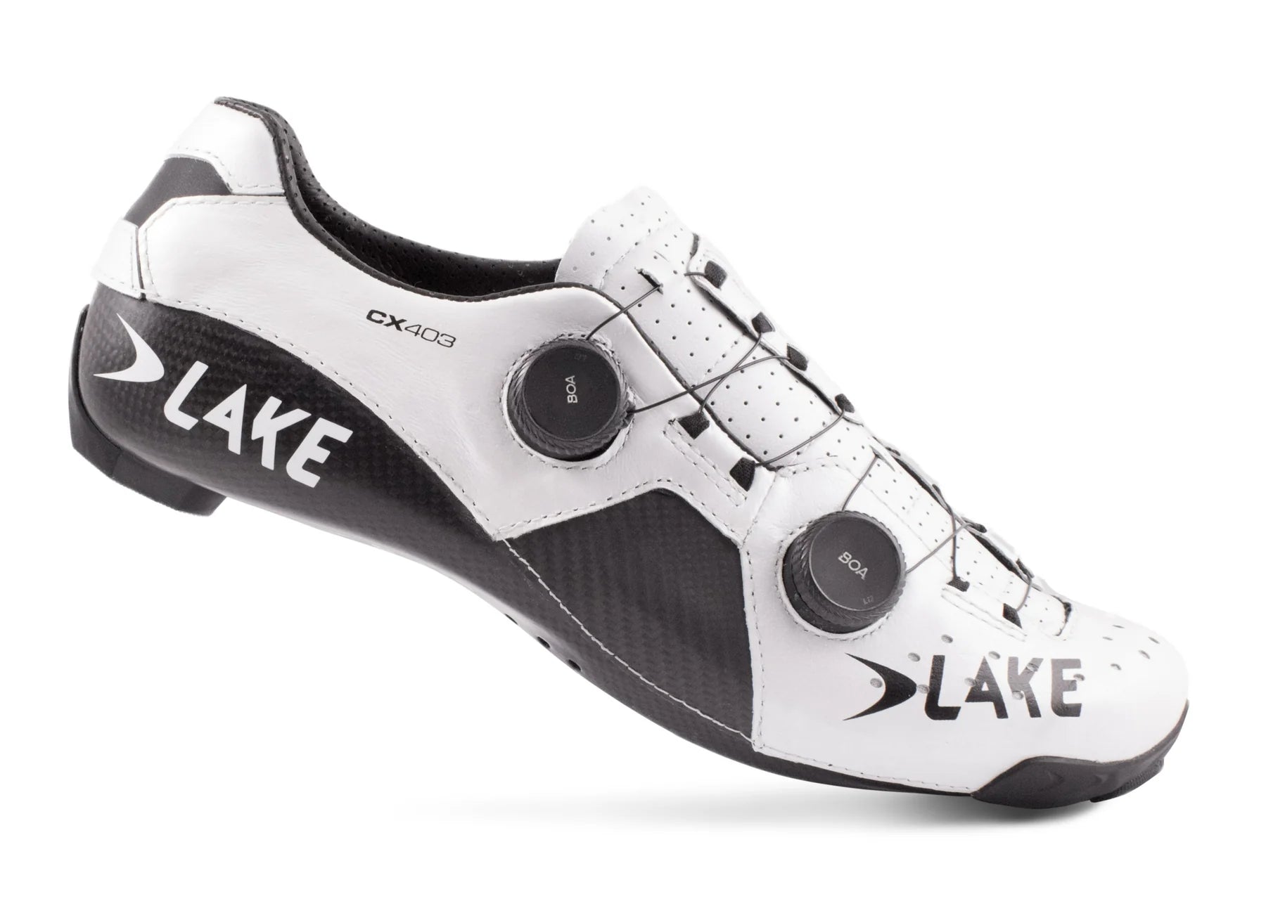 Lake CX403 Road Shoe - Wide - White-Black – Cambria Bike