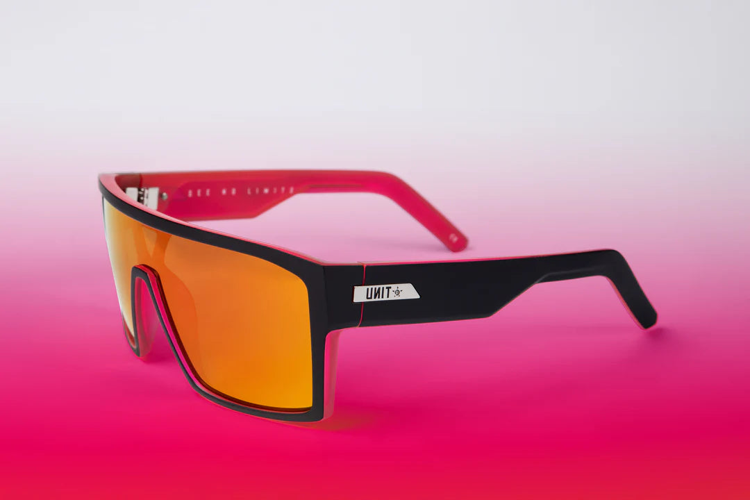 Unit Command Polarised Sunglasses - Matt Black-Neon Pink