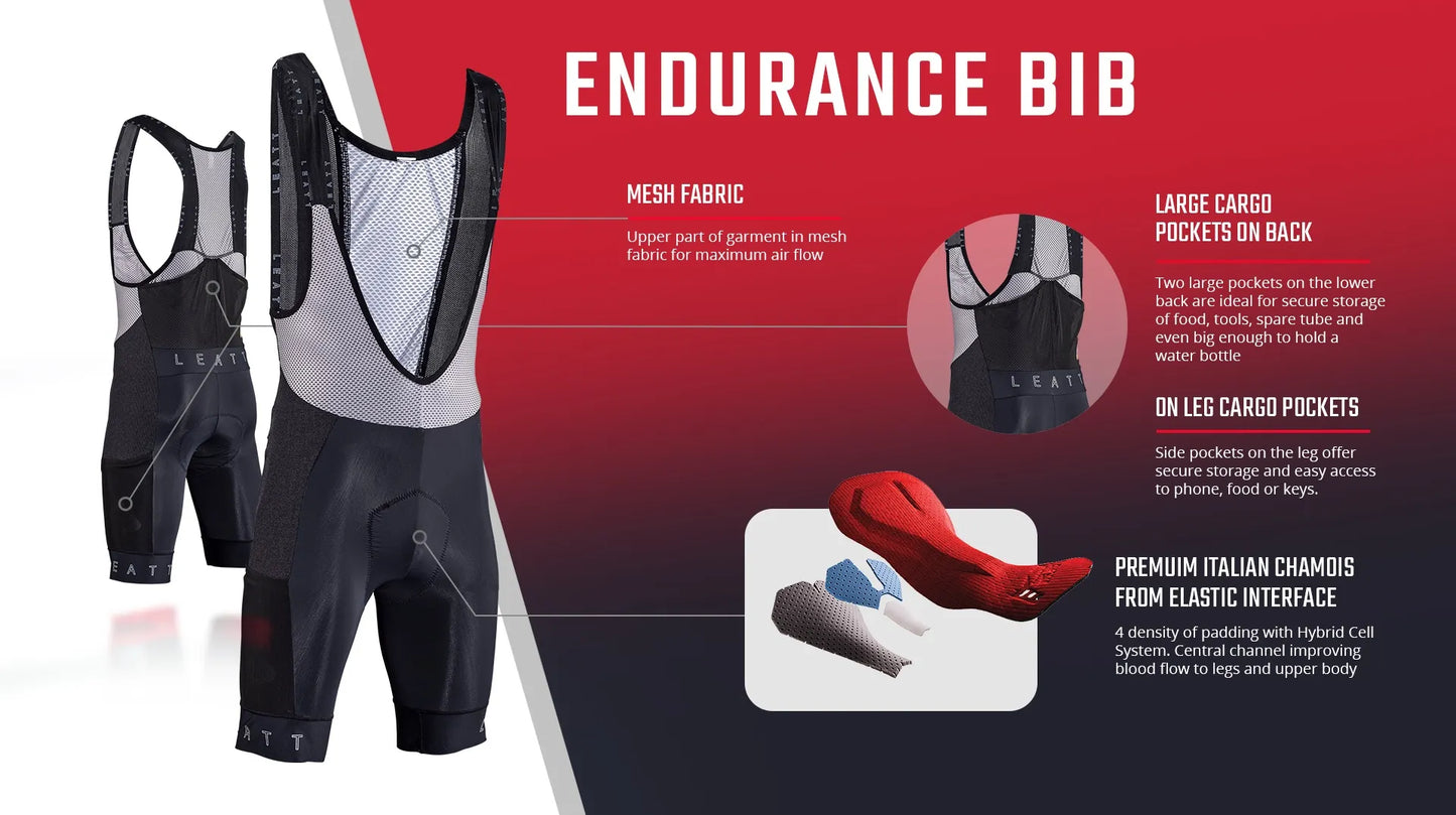 Leatt Endurance 6.0 MTB Bib - Black-Red - 2024