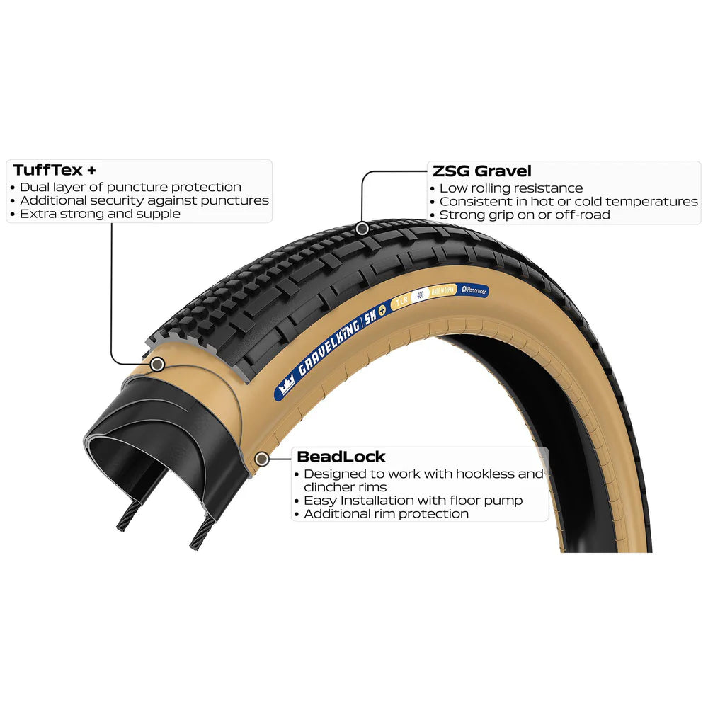 Panaracer Gravelking SK+ 700c Folding Gravel Tire - Black-Brown