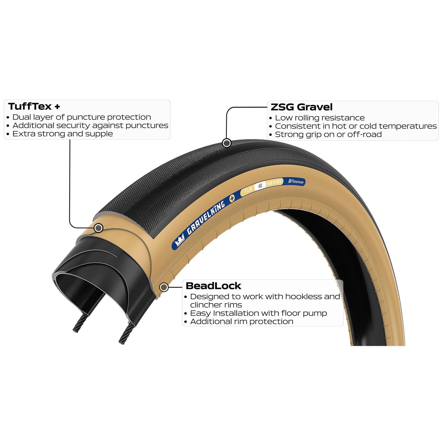 Panaracer Gravelking+ 700c Folding Gravel Tire - Black-Brown