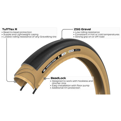 Panaracer Gravelking R 700c Folding Gravel Tire - Black-Amber