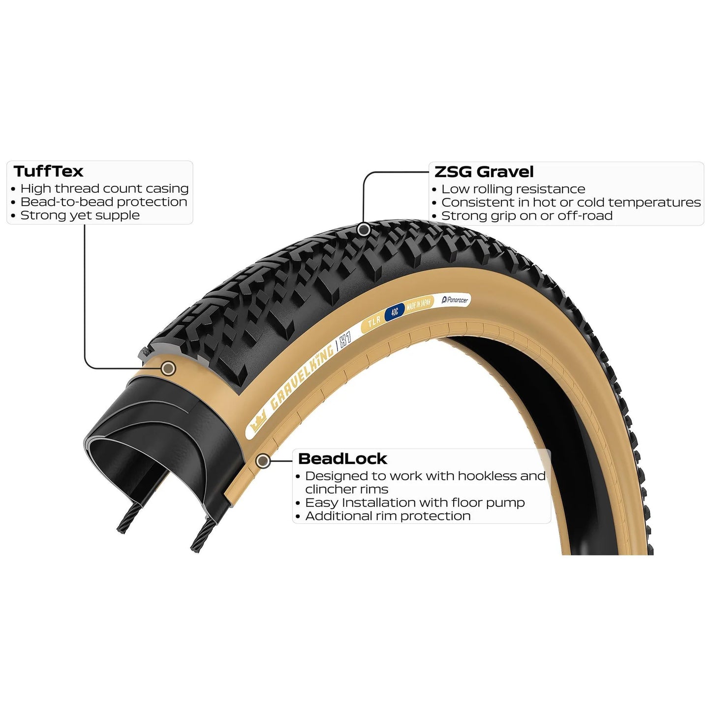 Panaracer Gravelking X1 700c Folding Gravel Tire - Black-Brown