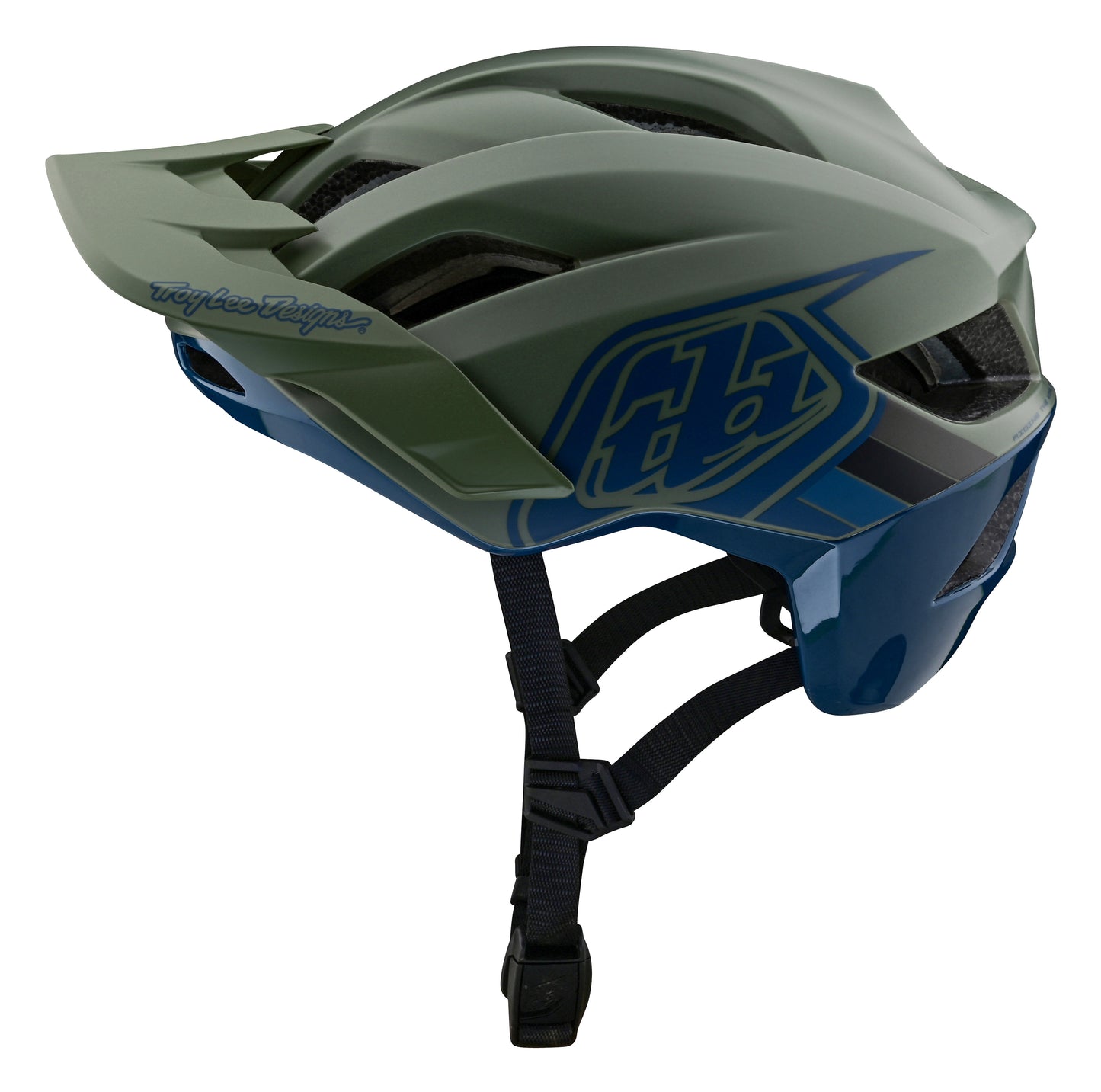 Troy Lee Designs Flowline SE MTB Helmet - Badge - Olive-Indigo